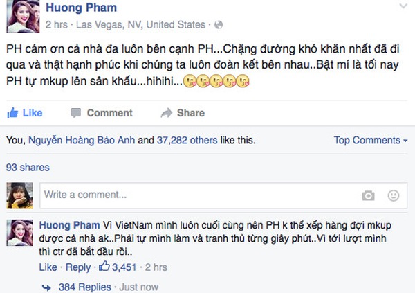 Phạm Hương tự trang điểm